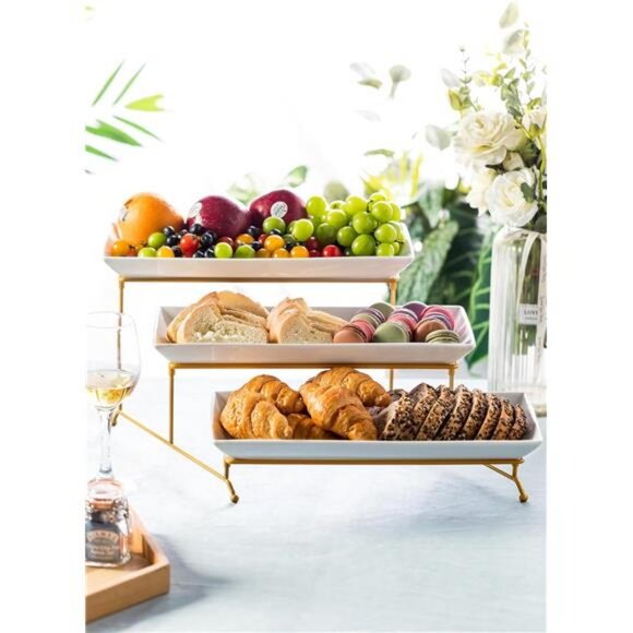 3 Tier Serving Stand and Platters Set Serving Platters with Collapsible Sturdier - Picture 6 of 8